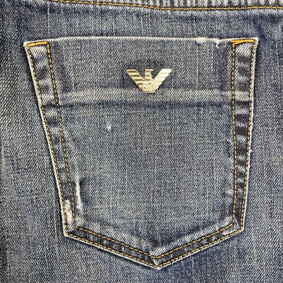 Emporio Armani Jeans Johnny Slim Fit Men’s 31 Medium Wash Distressed Denim - Picture 9 of 16